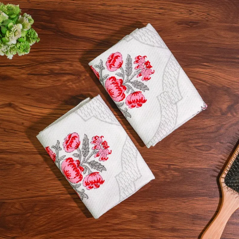 Flora Drift Cotton Hand Towel (Brown) - Set Of Two media 5