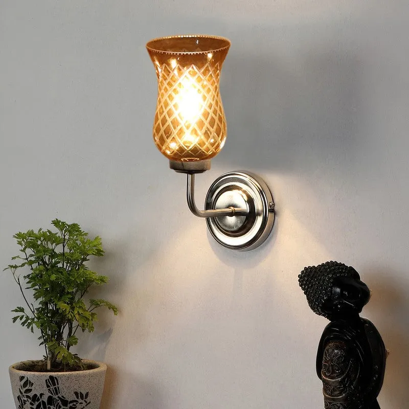 Honey Glow Nickel Glass Wall Lamp media 4