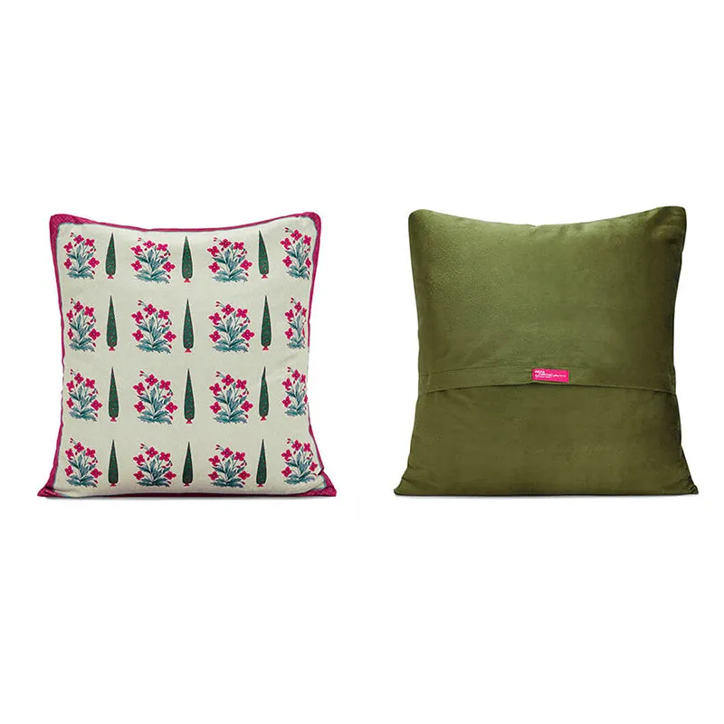 India Circus Jungle Jharokha Printed Velvet Cushion Cover - Set Of Five media 5