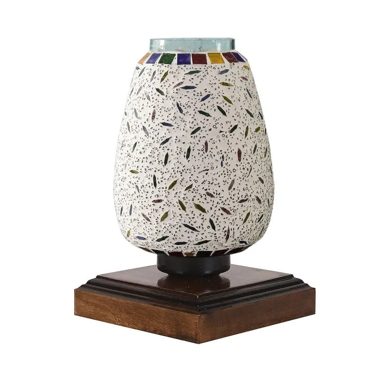 Glimvar Glass Table Lamp With Wooden Base - Multicolor media 5