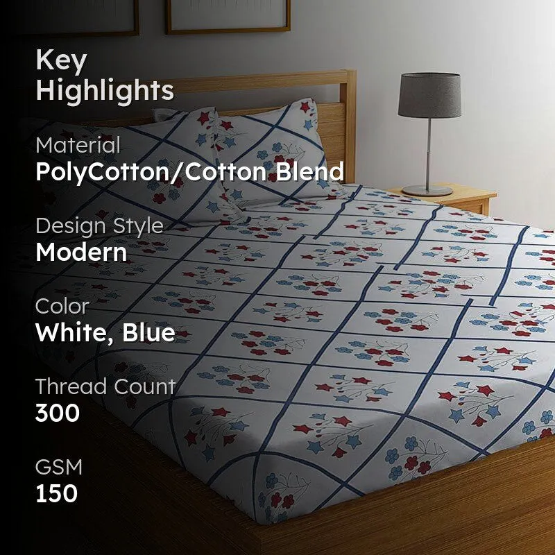Aleferous Gridded Bedsheet (Blue) - 150 GSM media 2