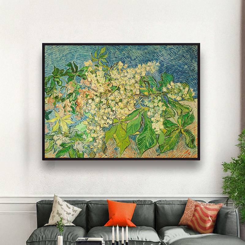 Flowering Branch Mosaic Canvas Wall Painting With Frame - Small