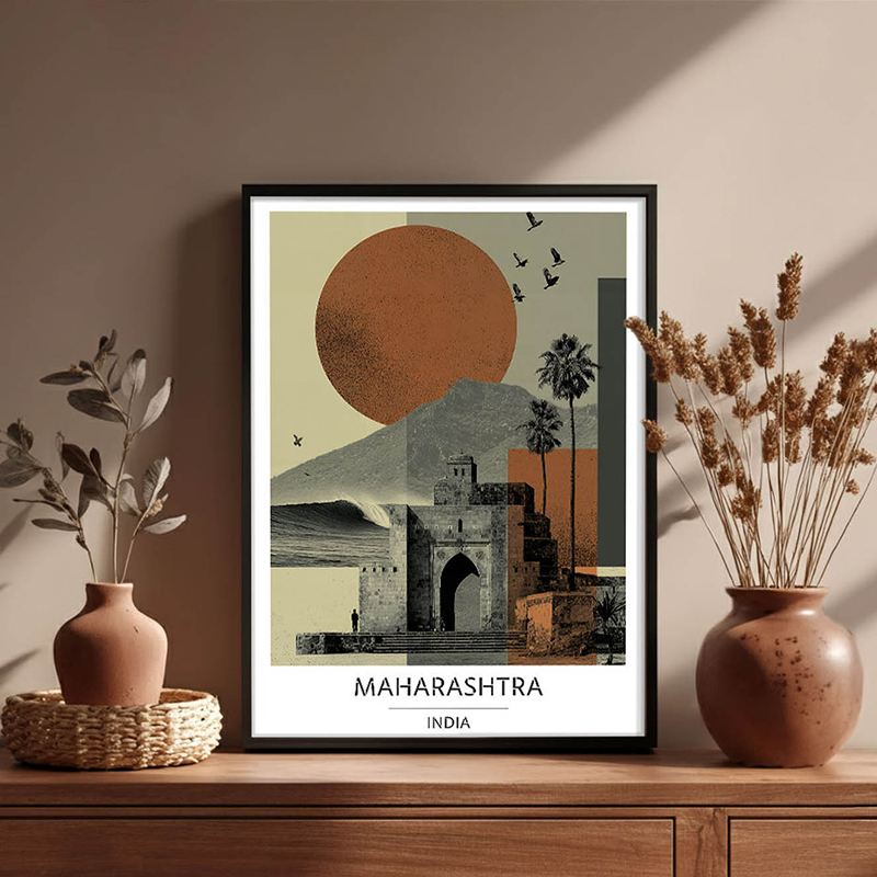 Gateway of Maharashtra Wall Art With Black Frame - Small