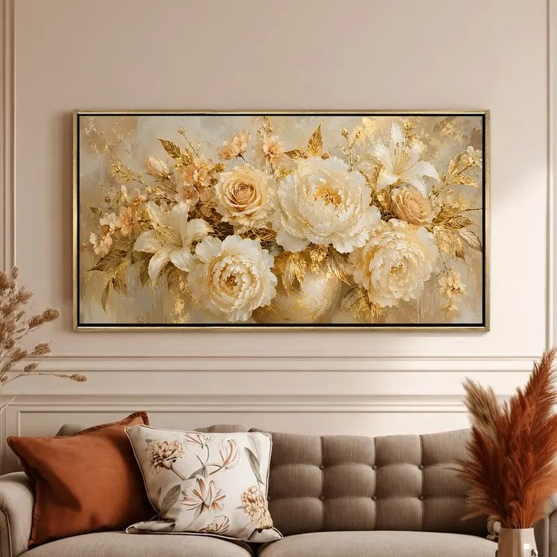 Golden Whisper Garden Canvas Wall Painting