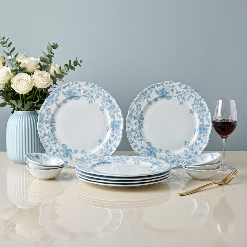 Granpiatto Tavo Porcelain Dinner Set (Blue & White) - 12 Piece Set