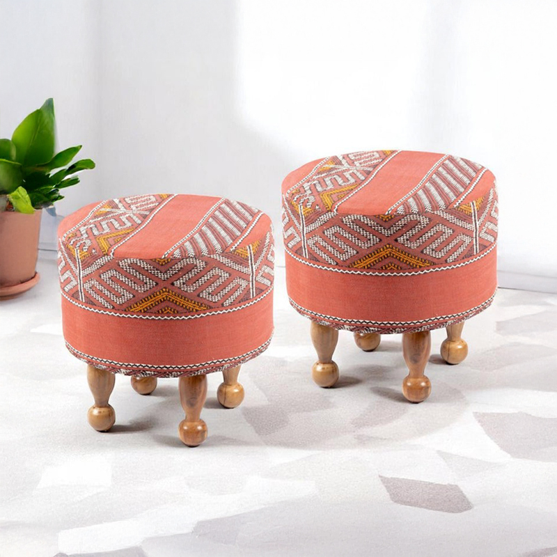 Hverix Acacia Wooden Ottomans - Set Of Two