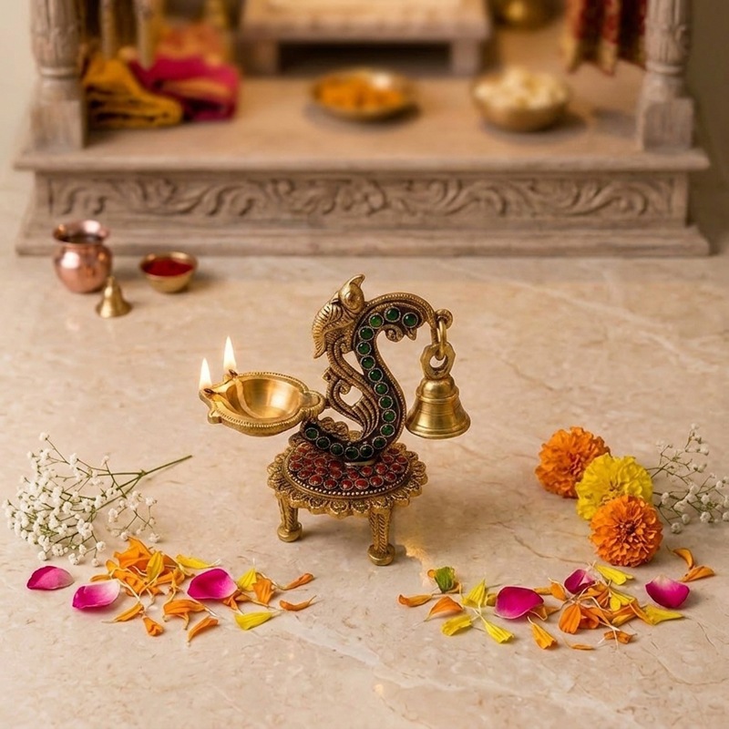 Lotus Aura Brass Diya