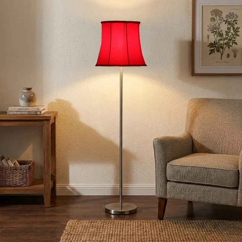 Scarlet Glow Cotton Floor Lamp