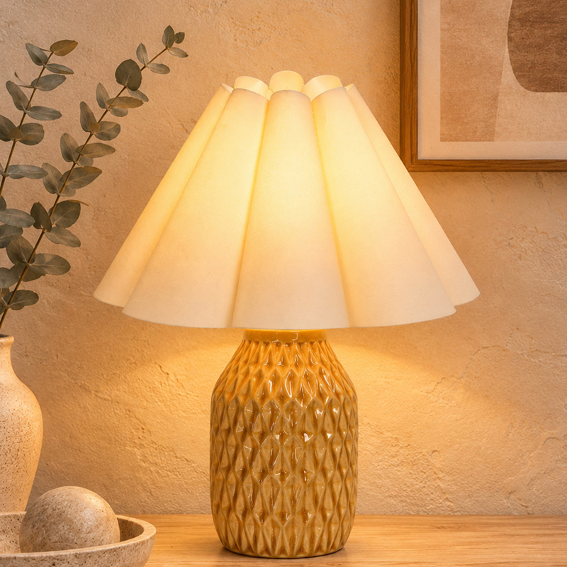 Emerald Loom Ceramic Table Lamp - Brown