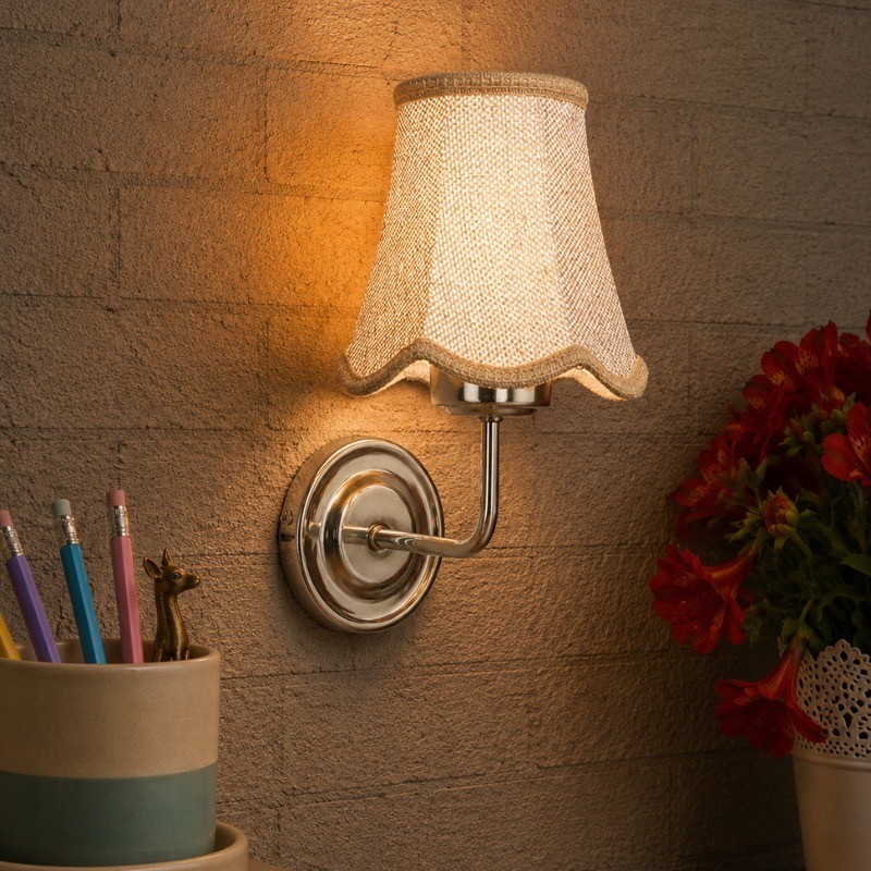 Rustic Lumina Jute & Steel Wall Lamp - Beige
