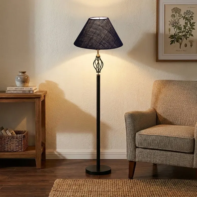 Indigo Weave Jute Floor Lamp