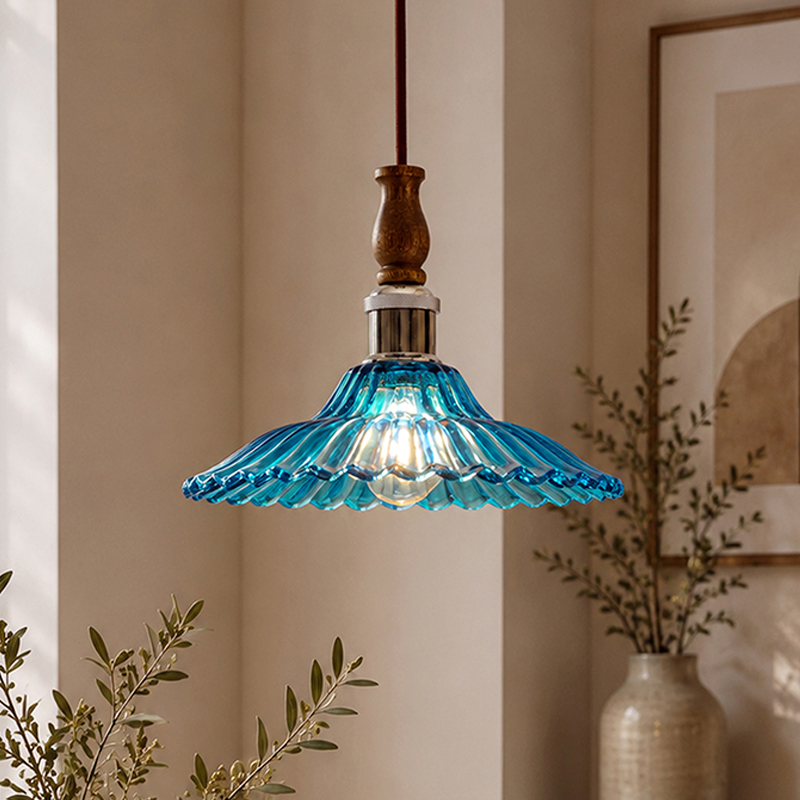 Viridian Glass Ceiling Lamp - Blue