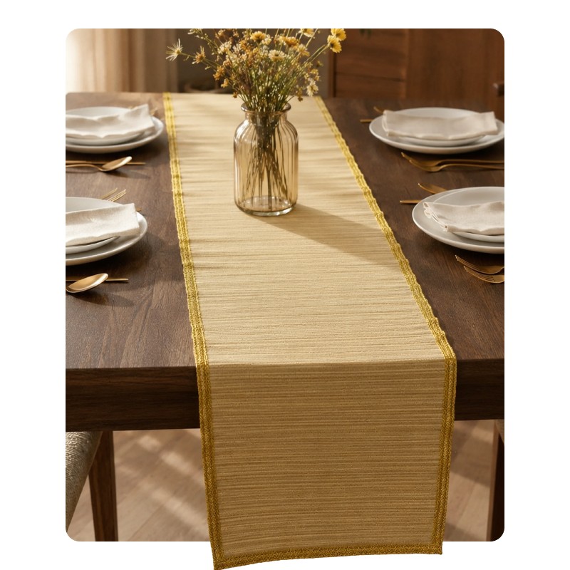 Dining Flow Bamboo Table Runner - Beige,Gold - 4 Seater