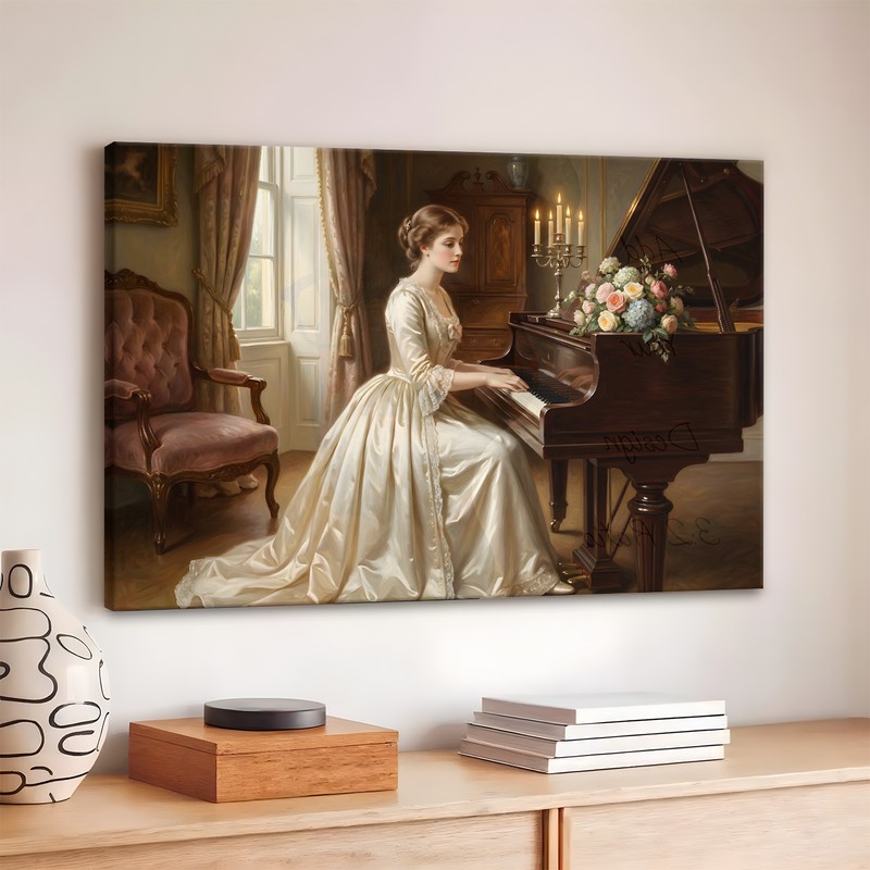 Symphony at the Piano Canvas Wall Art - 380 GSM