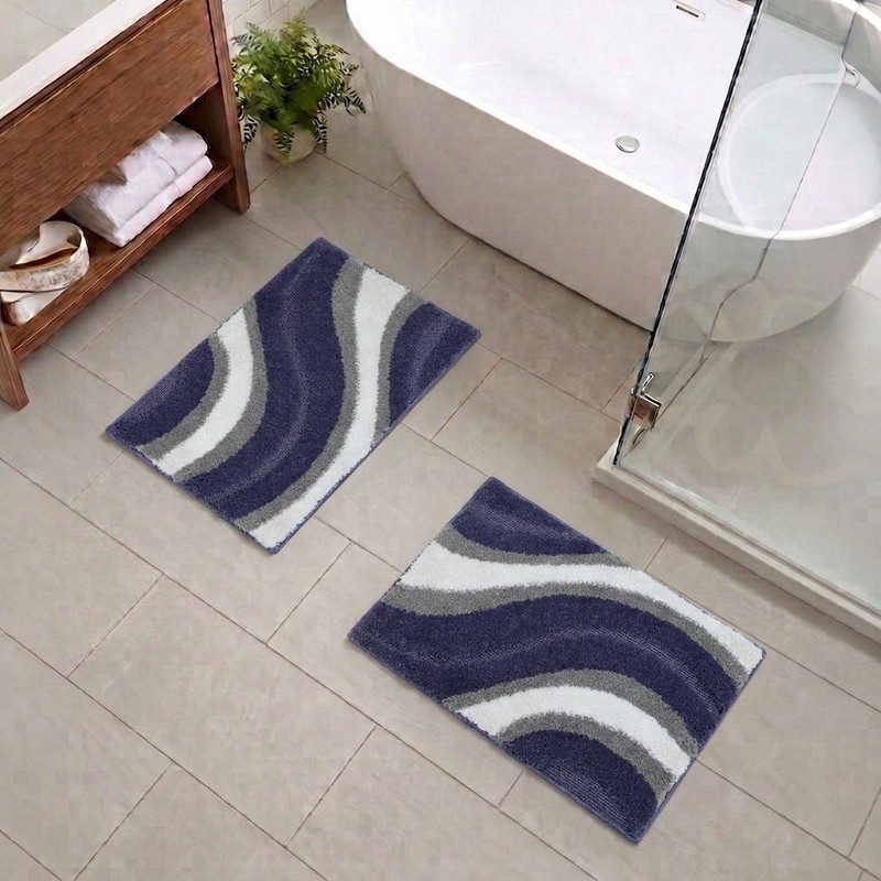 Dry Ease Anti Skid Bath Mat (Blue) - Set of Two - 38 x 60 cm