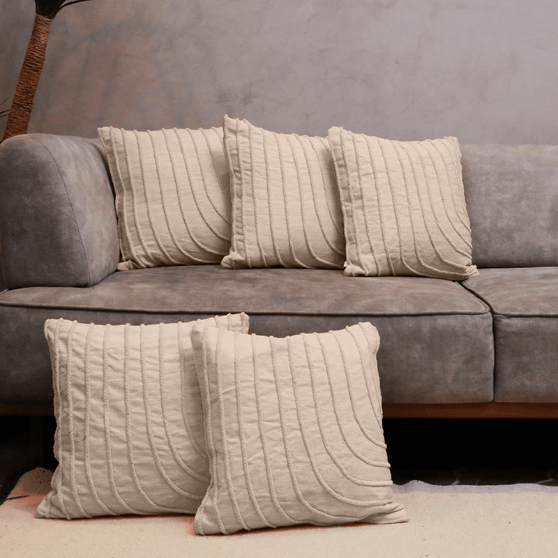 Peaks & Valleys Tufted Cushion Cover (Pale Pink) - Set Of Five - 16 x 16 Inches