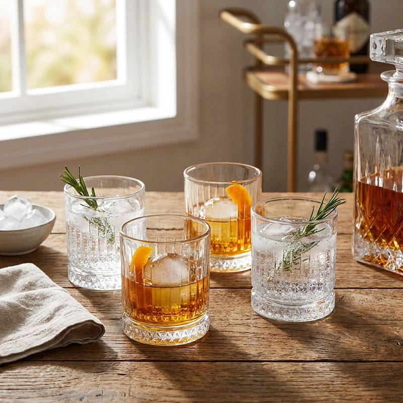 Pasabahce Texos Old Fashioned Glasses (210 mL Each) - Set Of Four - 210 ML