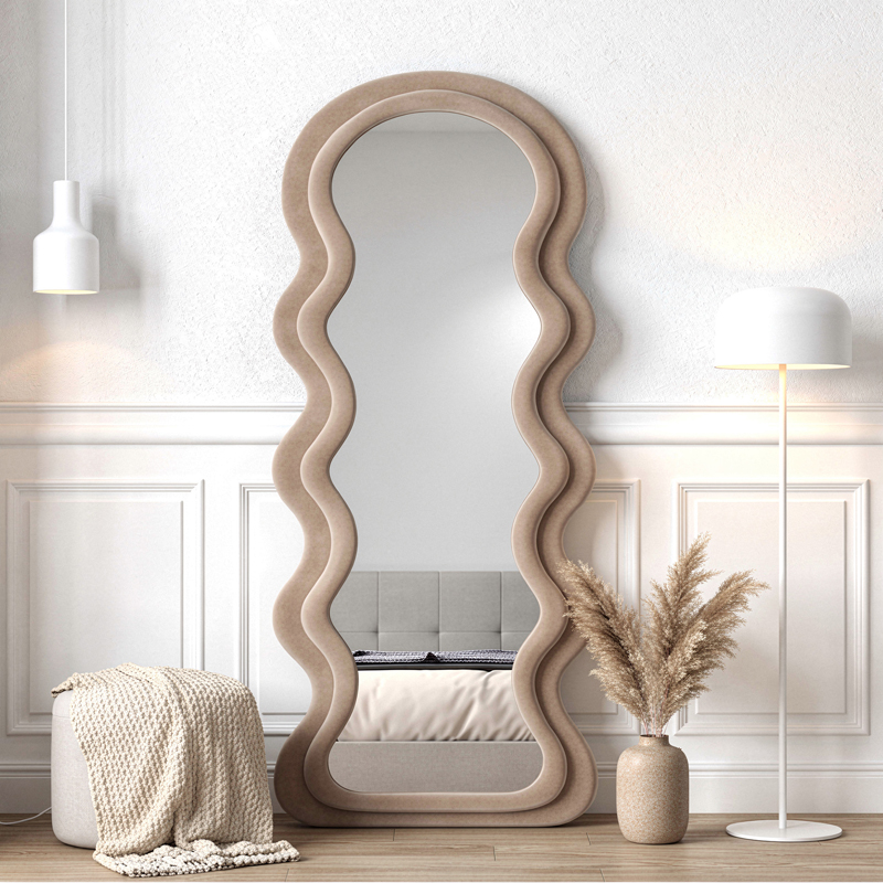 The Ripple Edge Floor Mirror - Brown - Small
