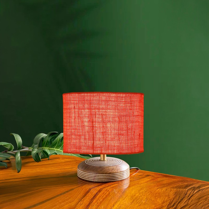 Vireo Wooden Table Lamp - Red
