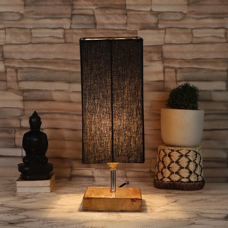 Straminea Wooden Table Lamp - Black
