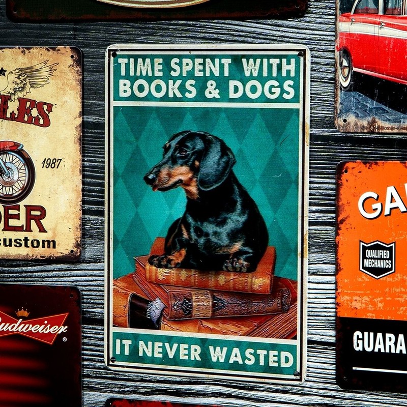 Books & Dogs Metal Wall Accent