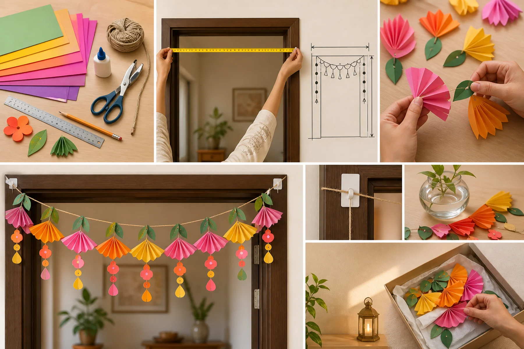 Homemade Paper Toran: Measure, Make and Hang It Safely