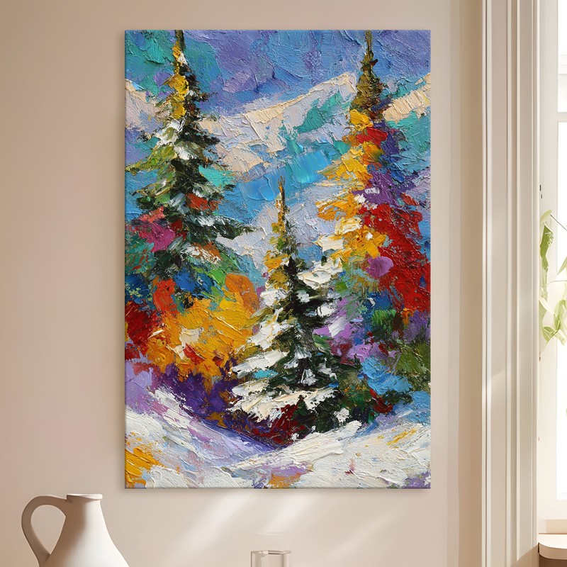 Colorful Firs Gallery Wrapped Canvas Wall Painting