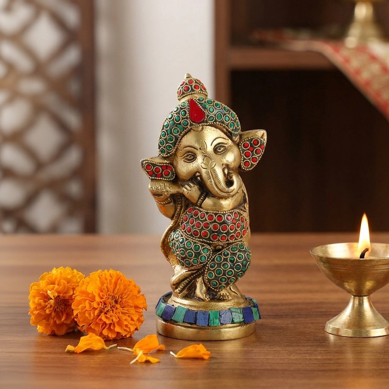 Englighted Brass Ganesha Resin Showpiece