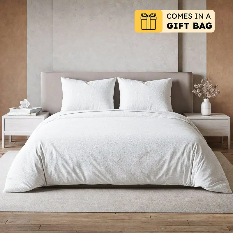 Maison Solid Cotton Bedsheet (White) - 400 TC - King