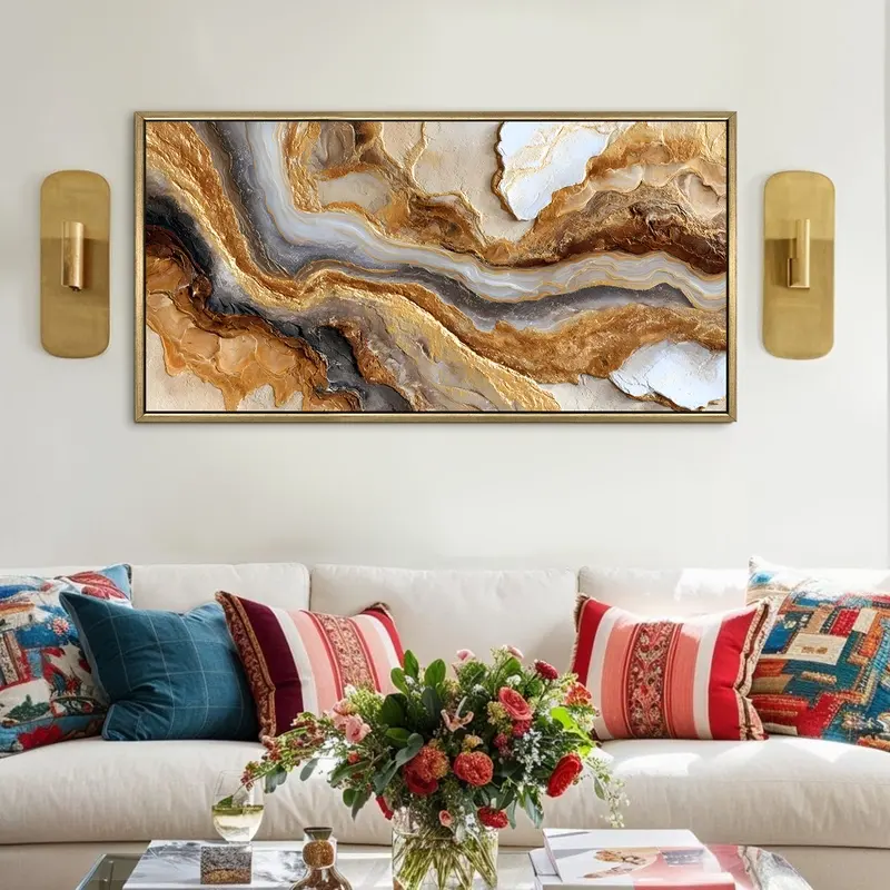 Amber River Flow Canvas Wall Painting