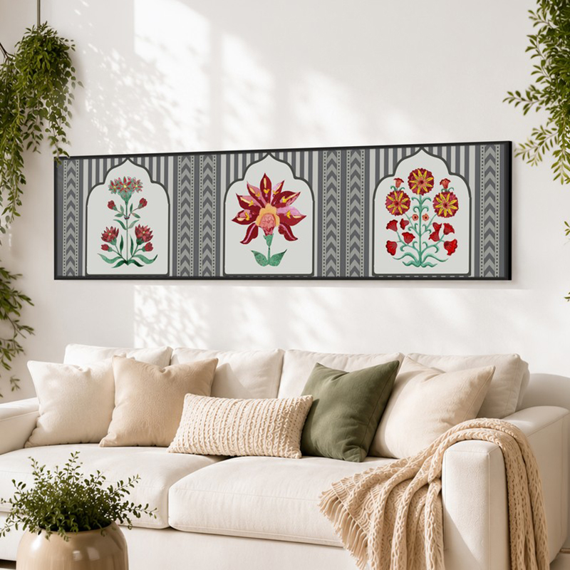 Tajalli Ethnic Canvas Wall Art With Frame - Black
