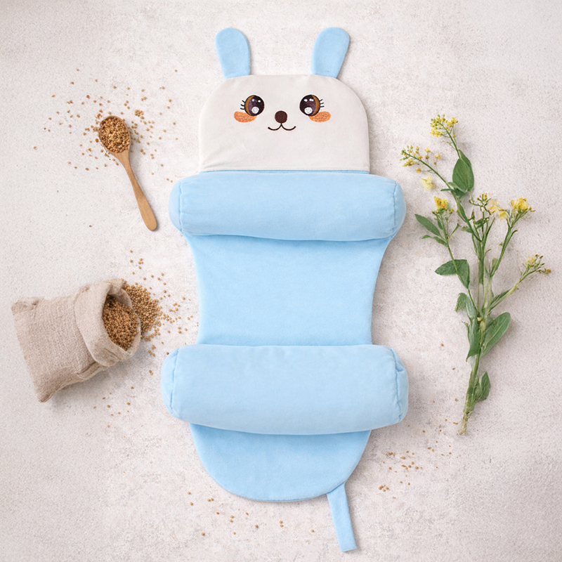 Cuddle Cub Mustard Seeds Filled Baby Neck Pillow - Blue