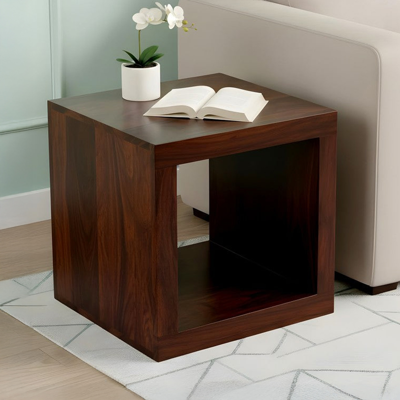 Pverox Sheesham Wooden Side & Bedside Table - Brown