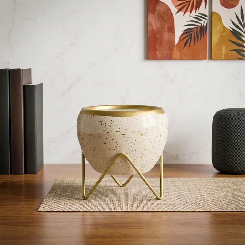 Stellar Bloom Metal Planter With Stand