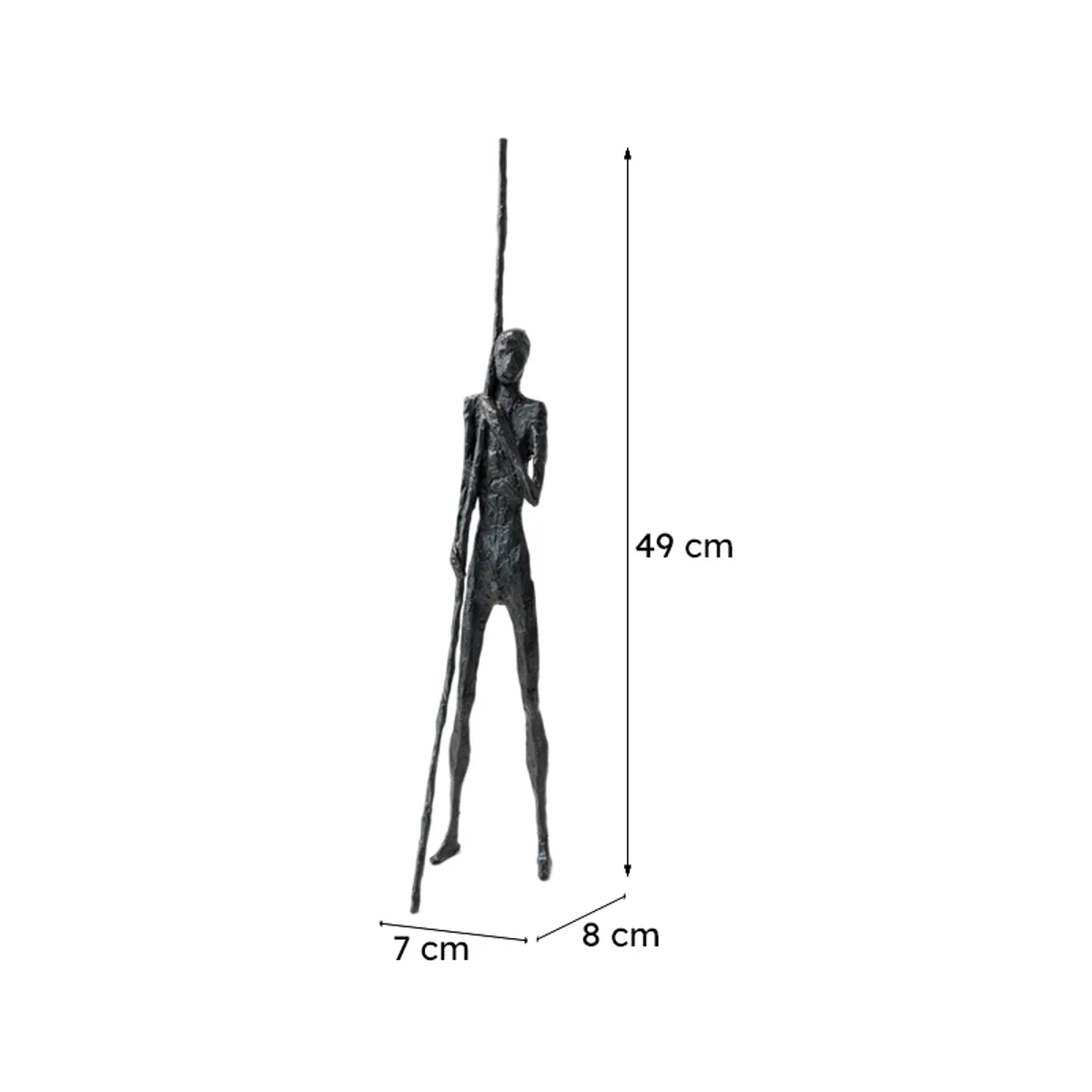 Black figurative showpiece with visible height and base dimensions