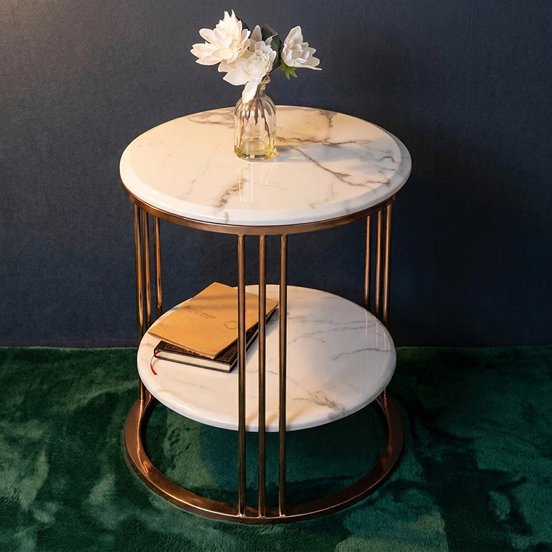 Modern Nest Marble & Stainless Steel Side Tables