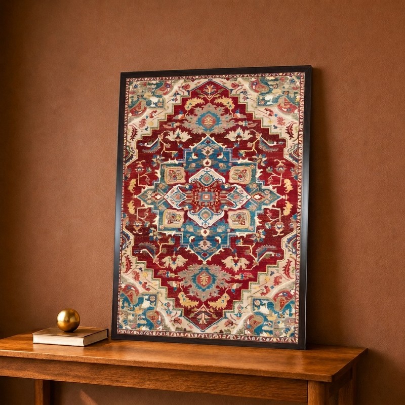 Vibrant Oriental Rug Motif Canvas Wall Painting