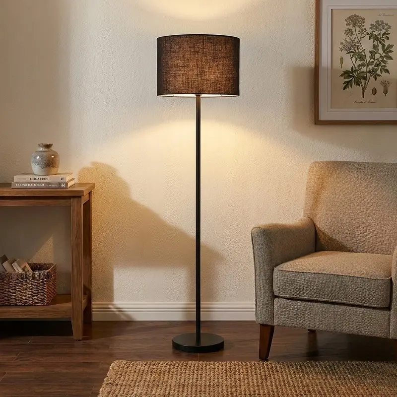 Navy Elegance Jute Floor Lamp