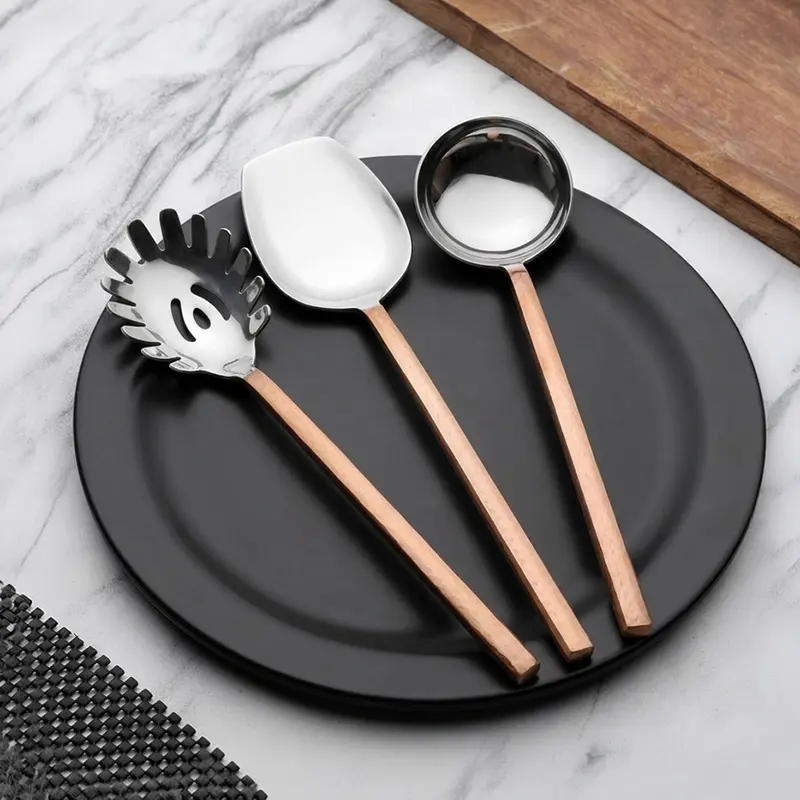 Twisted Oak Stainless Steel Serving Spoon - Three Piece Set