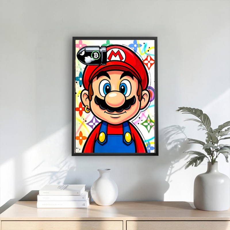 Mario Bitcoin Wall Painting With Frame