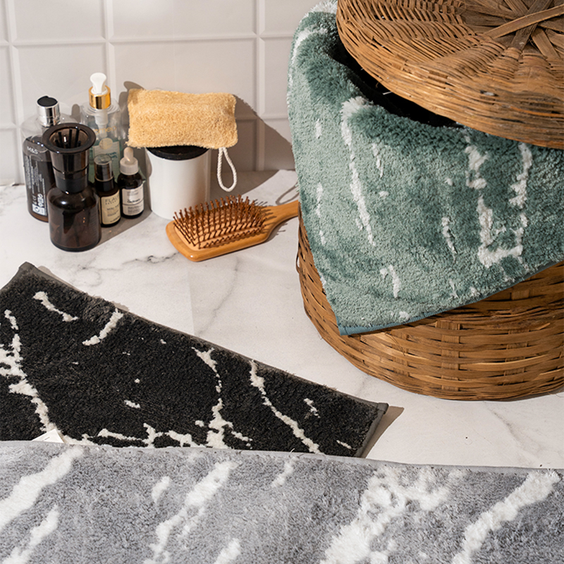Drift Marble Anti-Skid Bath Mat - Black - 50 x 80 cm
