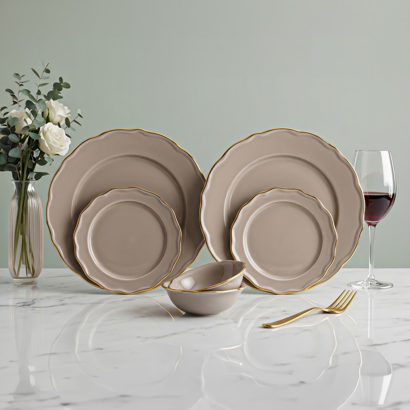 Westcott Porcelain Dinner Set (Thunder Grey & Gold) - 6 Piece Set