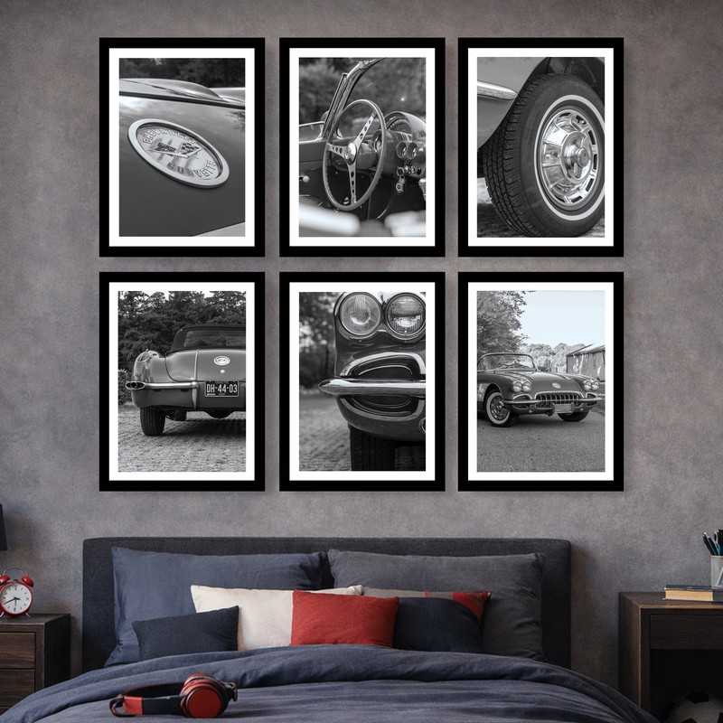 Automotive Legacy Grey Wall Art - Set of Six