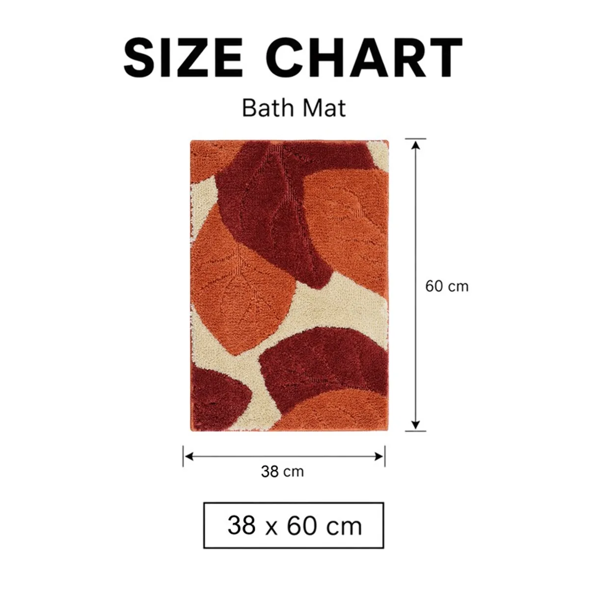 Size diagram showing the rectangular bath mat measuring 38 x 60 cm