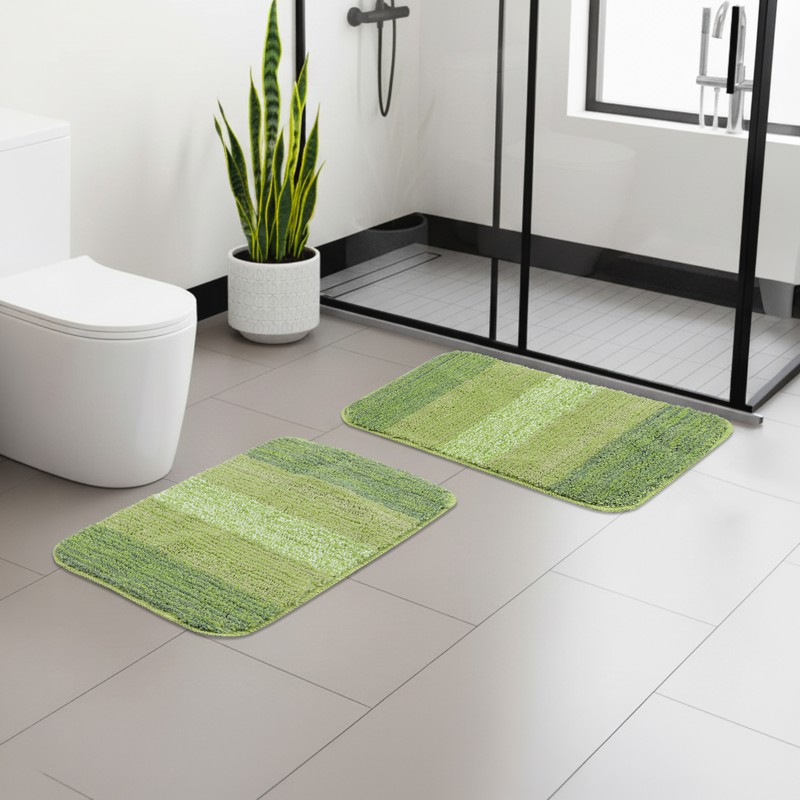 Soft Vista Anti Skid Bath Mat (Green) - Set of Two - 35 x 50 cm