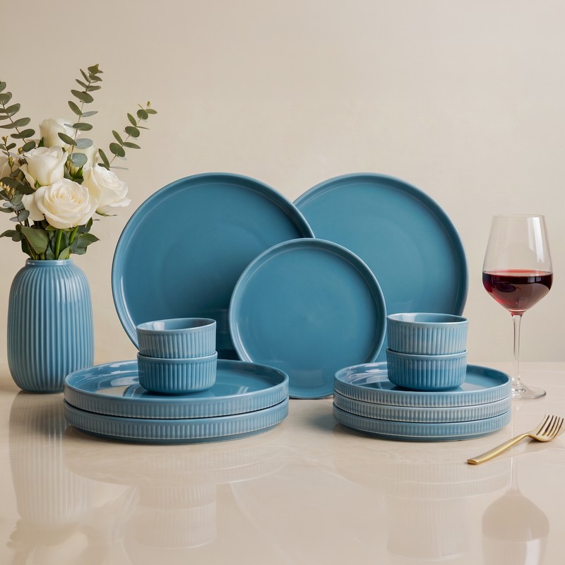 Chiswick Porcelain Dinner Set (Blue) - 12 Piece Set