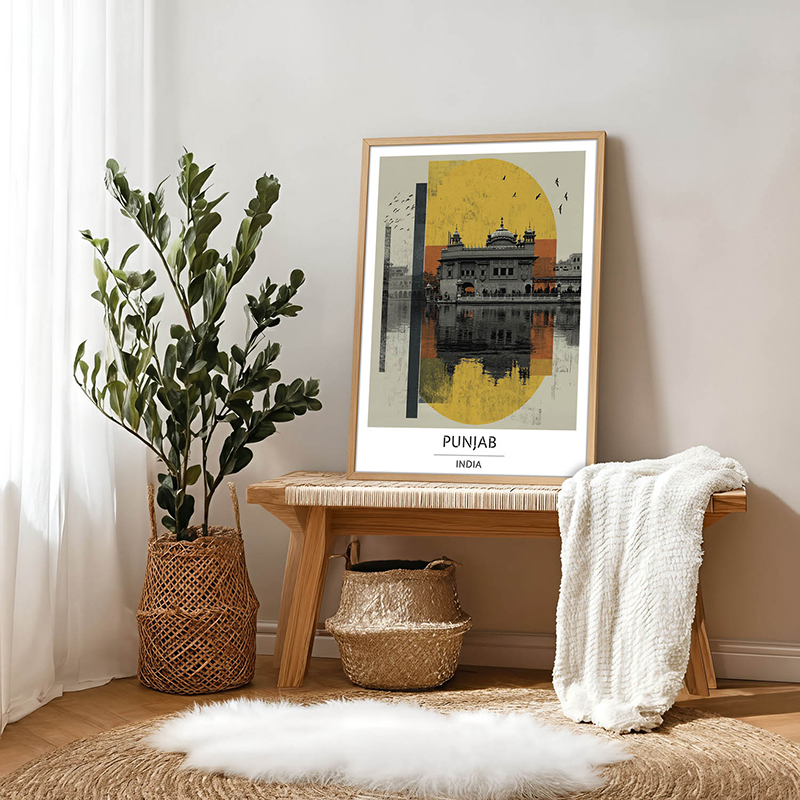 Sanctum Amrit of Punjab Wall Art With Brown Frame - Small