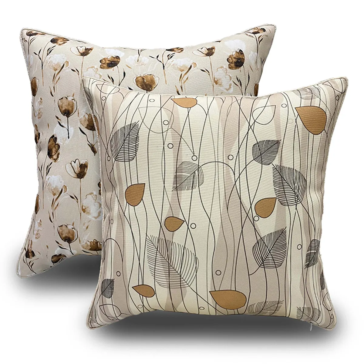 Two reversible printed cushion covers shown against a white background