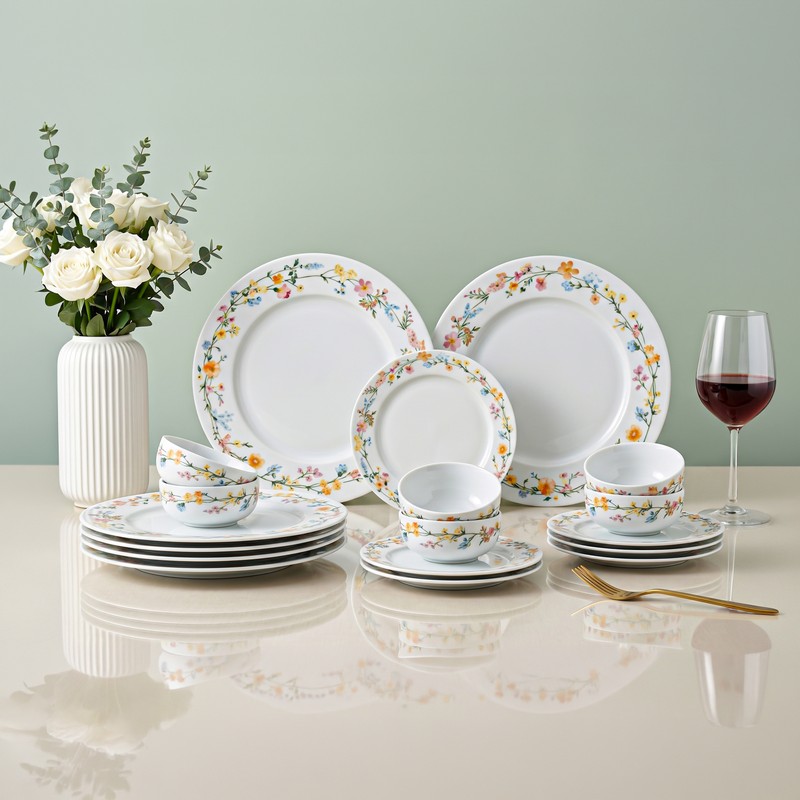 Fenwick Porcelain Dinner Set (Multicolor) - 18 Piece Set