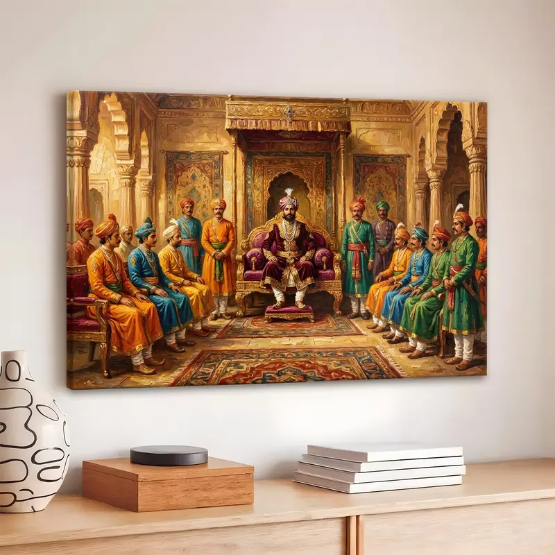 Maharaja Royal Court Assembly Canvas Wall Painting